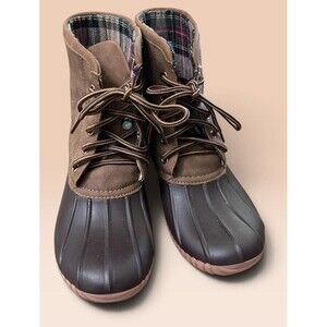 Marleylilly Brown and Tan Women’s Duck Boots Sz 7 Rain Boots